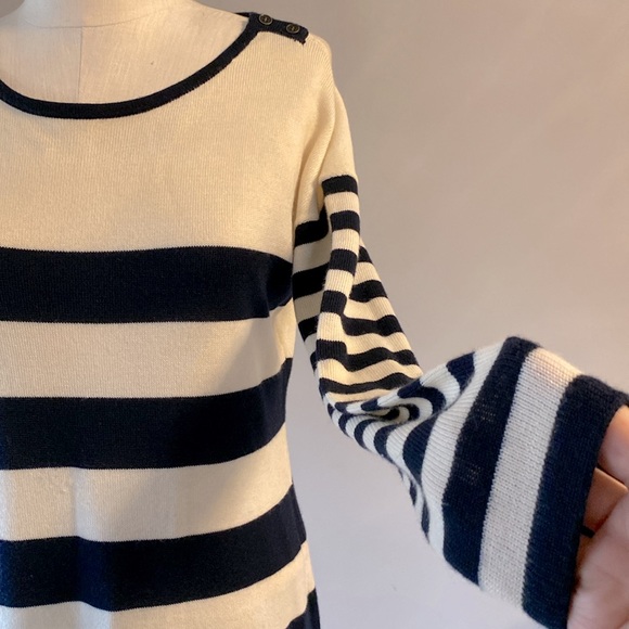 Ann Taylor Loft women’s knit sweater striped Marino wool blend l/ s dress sz L - Picture 4 of 12